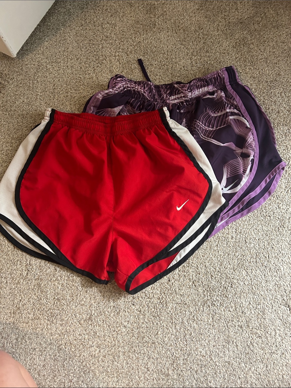 Nike Women’s Red and Purple Athletic Shorts Duo